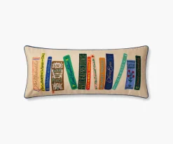 Book Club Embroidered Lumbar Pillow|RIFLE PAPER Co. Outlet