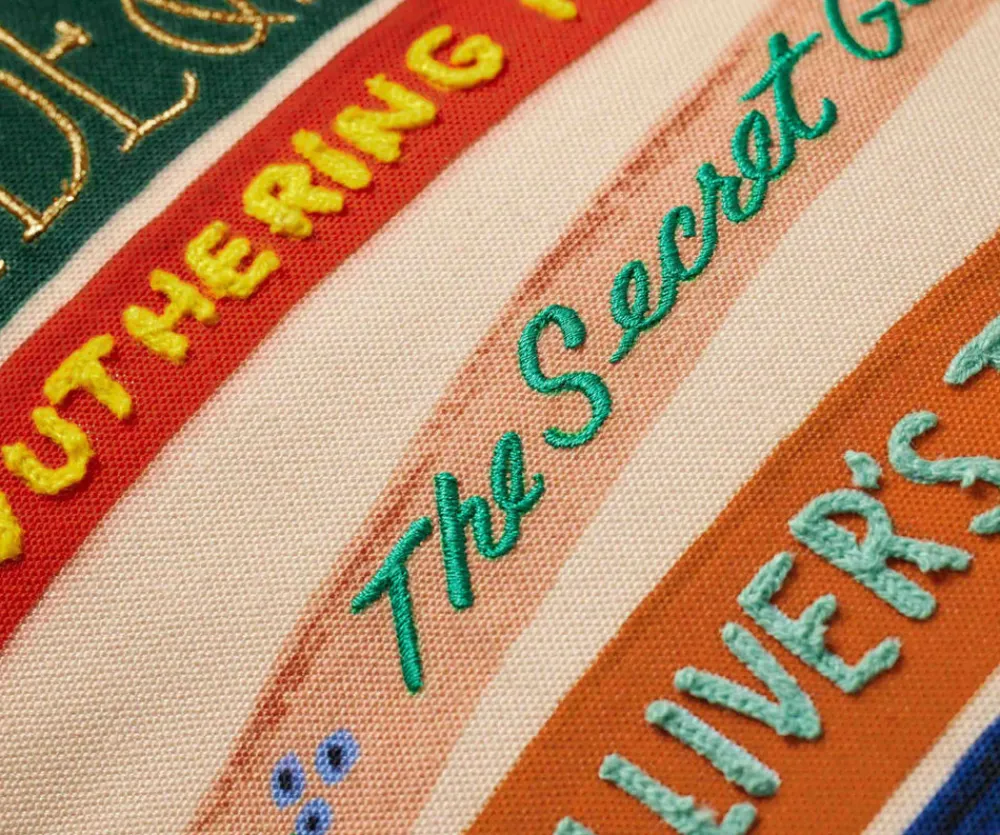 Book Club Embroidered Lumbar Pillow|RIFLE PAPER Co. Outlet