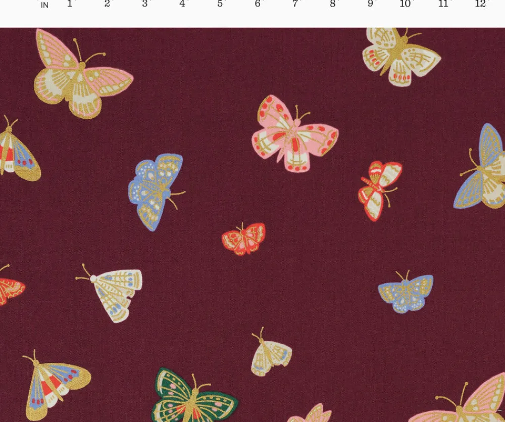 Butterfly House Canvas Metallic Fabric|RIFLE PAPER Co. Online