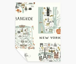 City Maps Peel & Stick Wallpaper Sample|RIFLE PAPER Co. Clearance