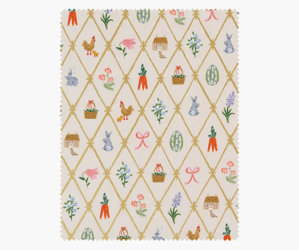 Easter Lattice Canvas Metallic Fabric|RIFLE PAPER Co. Hot