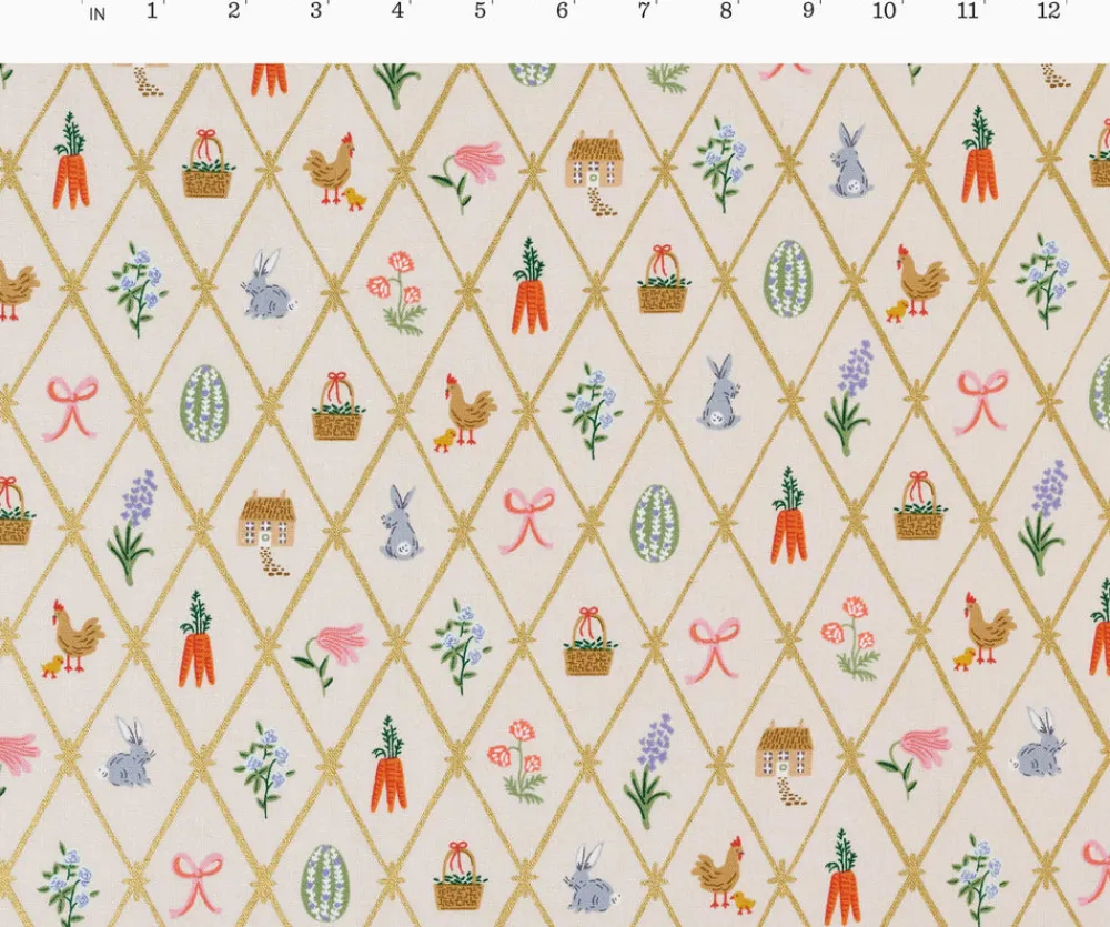 Easter Lattice Canvas Metallic Fabric|RIFLE PAPER Co. Hot