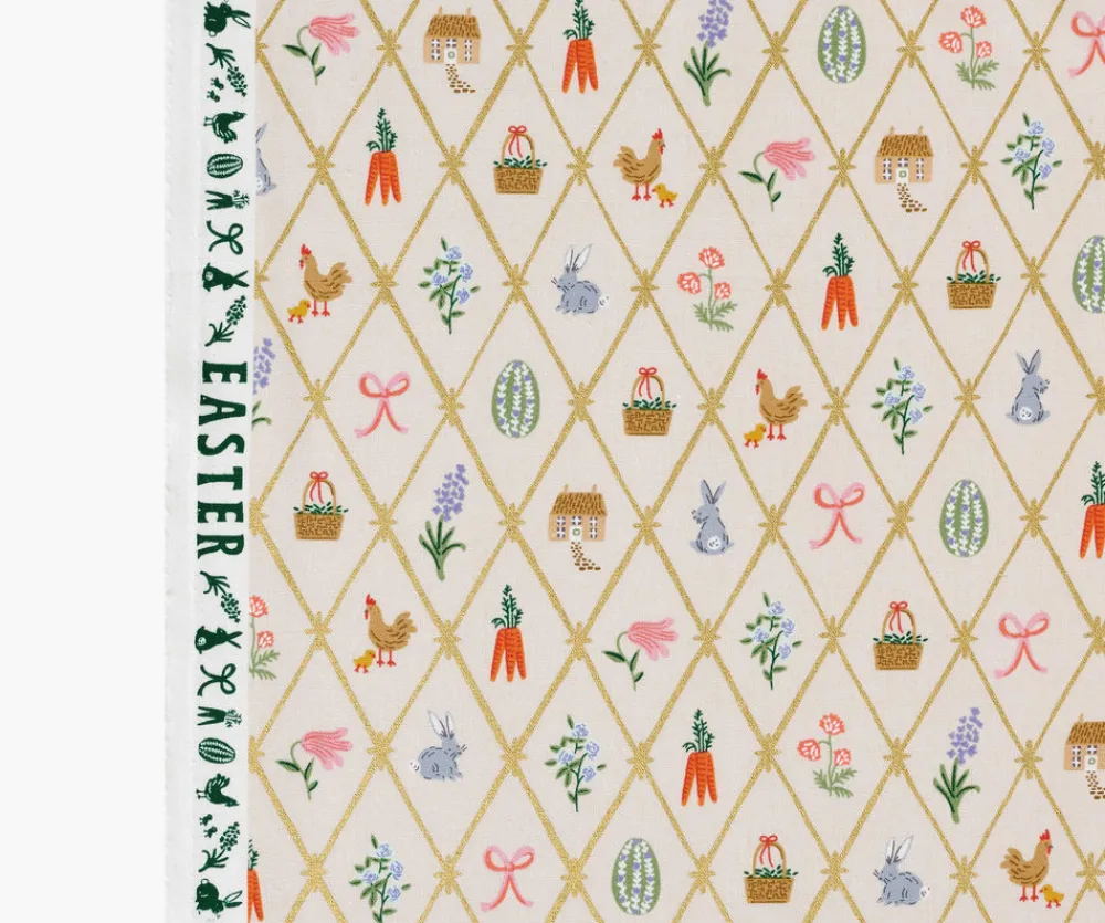 Easter Lattice Canvas Metallic Fabric|RIFLE PAPER Co. Hot