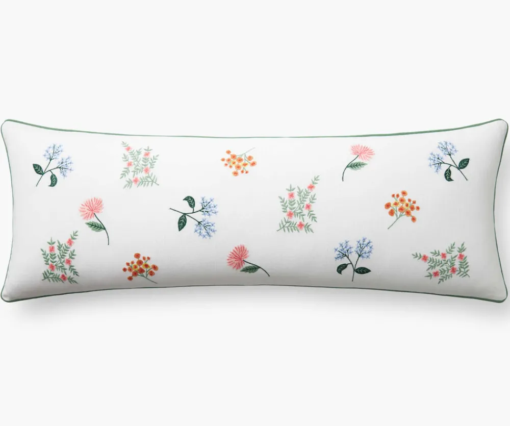 Embroidered Lumbar Pillow Cover|RIFLE PAPER Co. Online