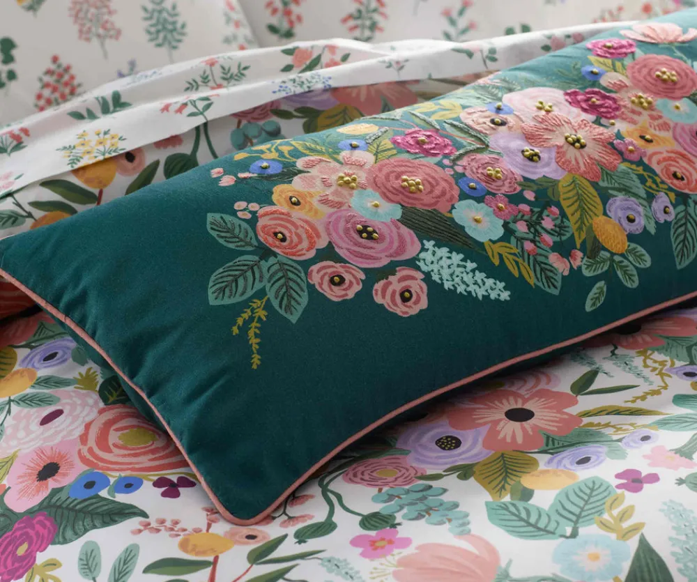 Embroidered Lumbar Pillow Cover|RIFLE PAPER Co. Online