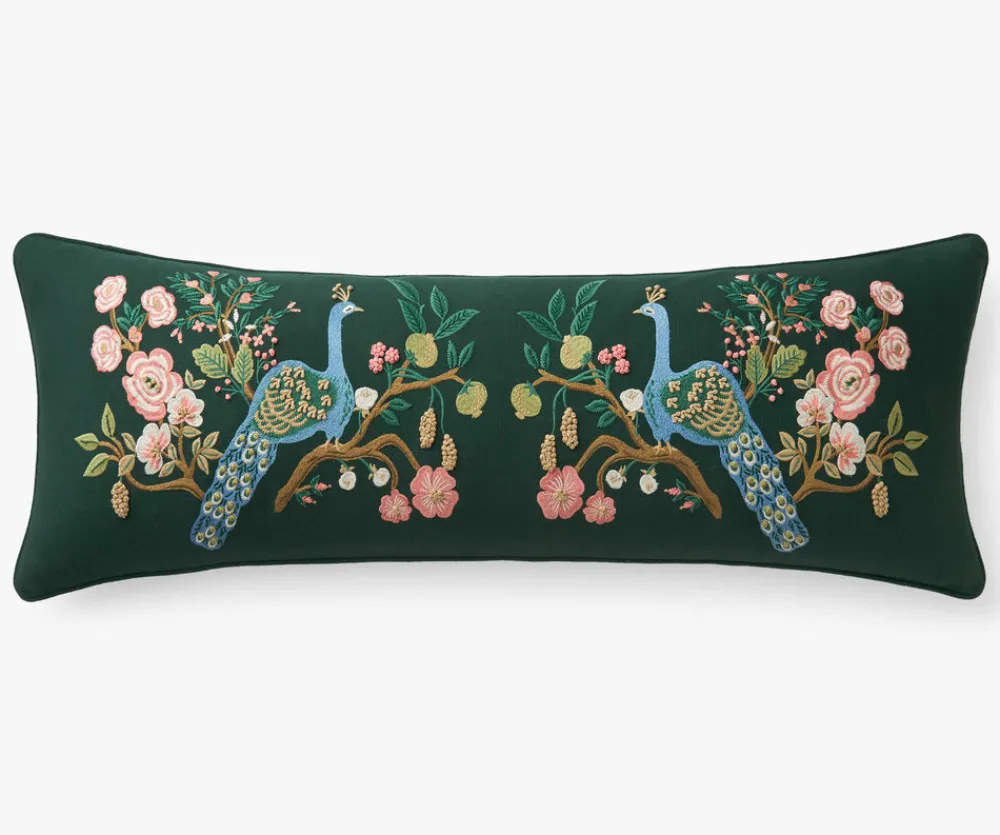 Embroidered Lumbar Pillow Cover|RIFLE PAPER Co. Sale