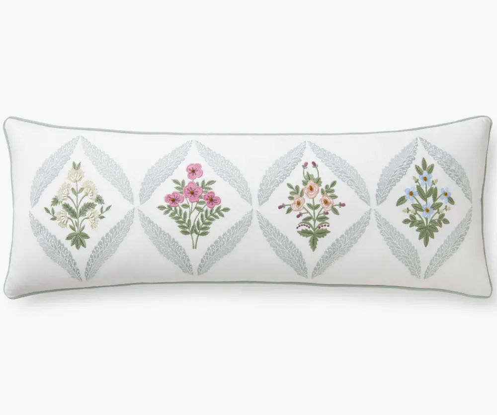 Embroidered Lumbar Pillow Cover|RIFLE PAPER Co. Discount