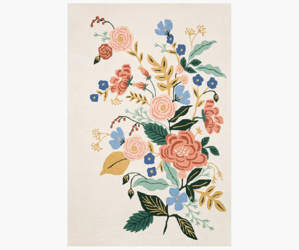 Les Fleurs Floral Vines Wool-Hooked Rug|RIFLE PAPER Co. Discount