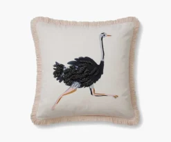 Ostrich Embroidered Pillow|RIFLE PAPER Co. Online