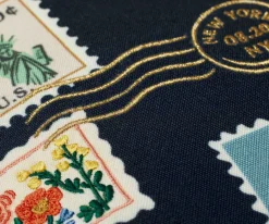 Postage Stamps Embroidered Pillow|RIFLE PAPER Co. Fashion