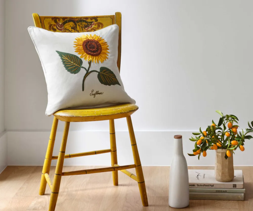 Sunflower Embroidered Pillow|RIFLE PAPER Co. Best